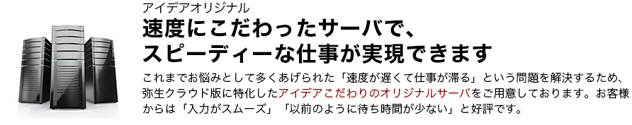 アイデアオリジナル。速度にこだわったサーバで、スピーディーな仕事が実現できます。